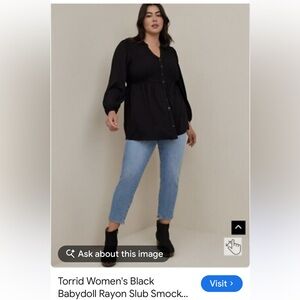 Torrid Black Babydoll Smock Top Sz 2